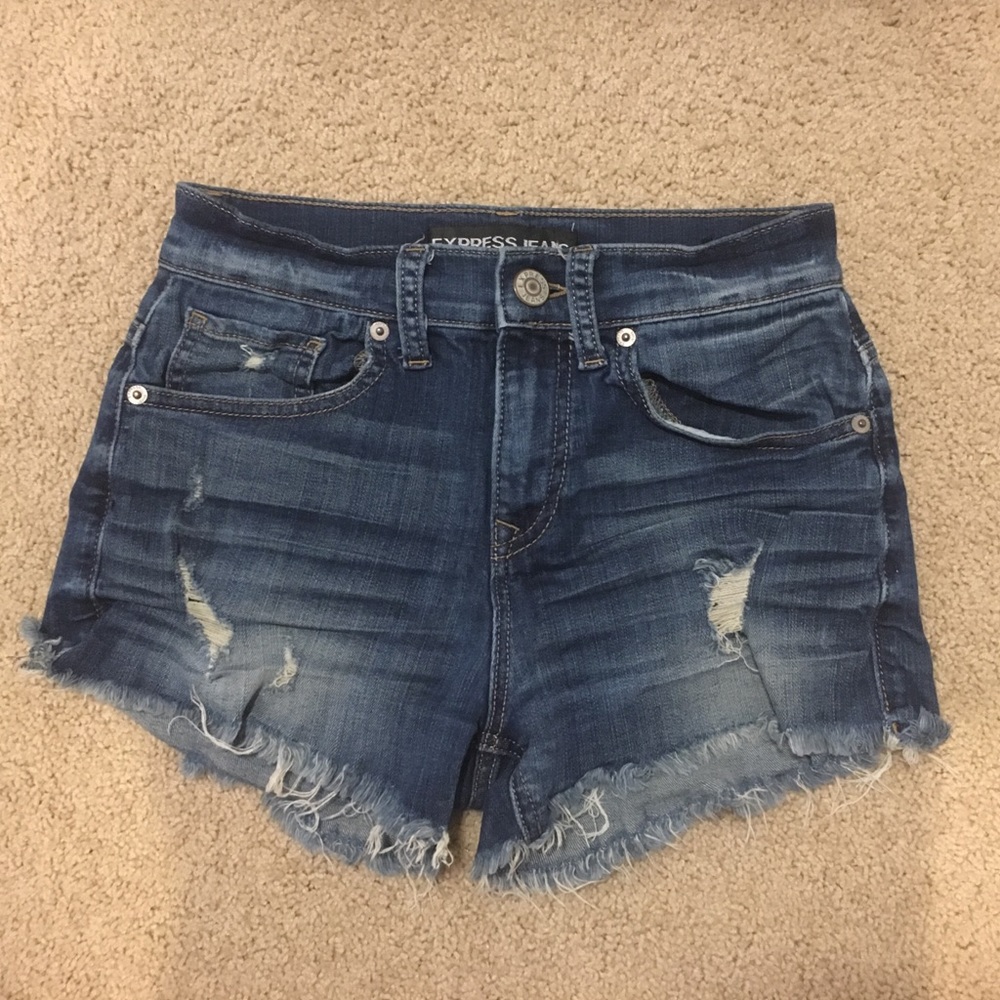 Distressed High Waisted Jean Shorts